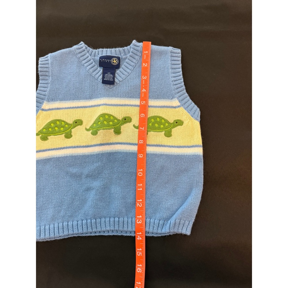 J Khaki Kids Blue Turtle Knit Sweater Vest V-Neck Ramie‎ Cotton Blend 2T - Picture 4 of 7